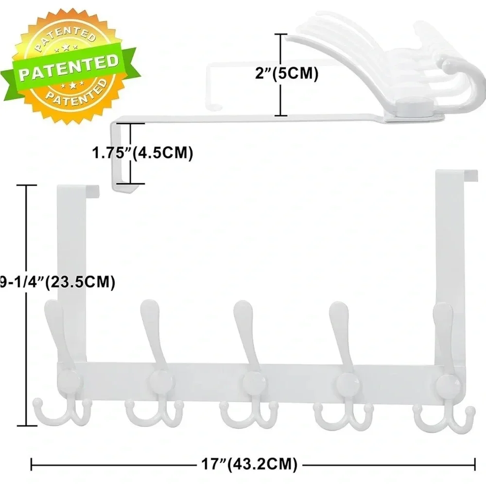 🆕 Heavy Duty Over The Door Clothes Hanger and Towel Rack, White
